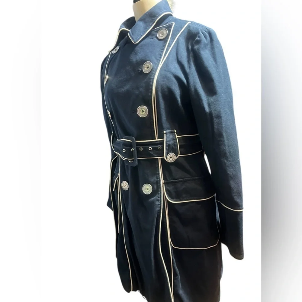 Laundry by Design Navy Trench Coat with Lime Accents